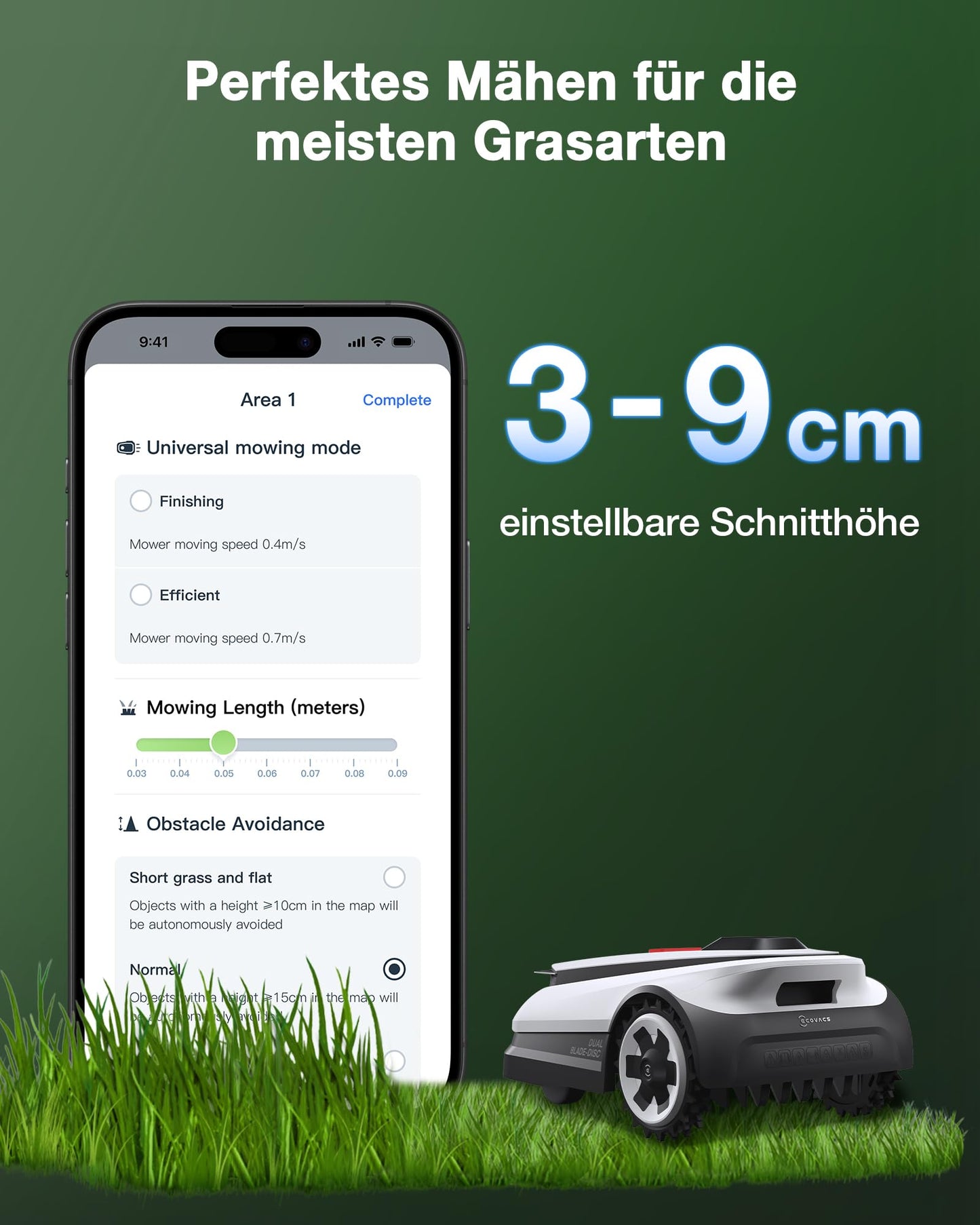 ECOVACS Goat A1600 RTK Mähroboter - LiDAR RTK+Vision, 1600m², 50% Steigung, 100W, 330mm Schnittbreite