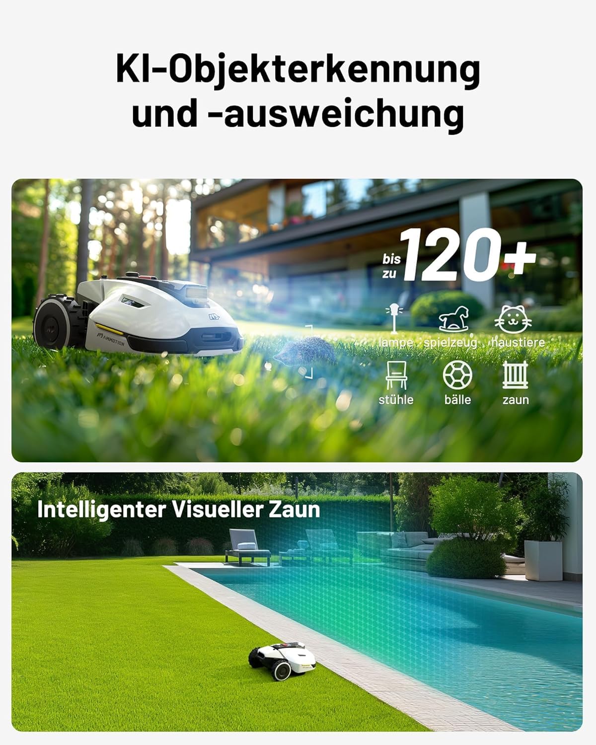 MAMMOTION YUKA 2000 Mähroboter - NetRTK+Vision, 2000m² (max. 2800m²), 50% Steigung, 4G-Modul