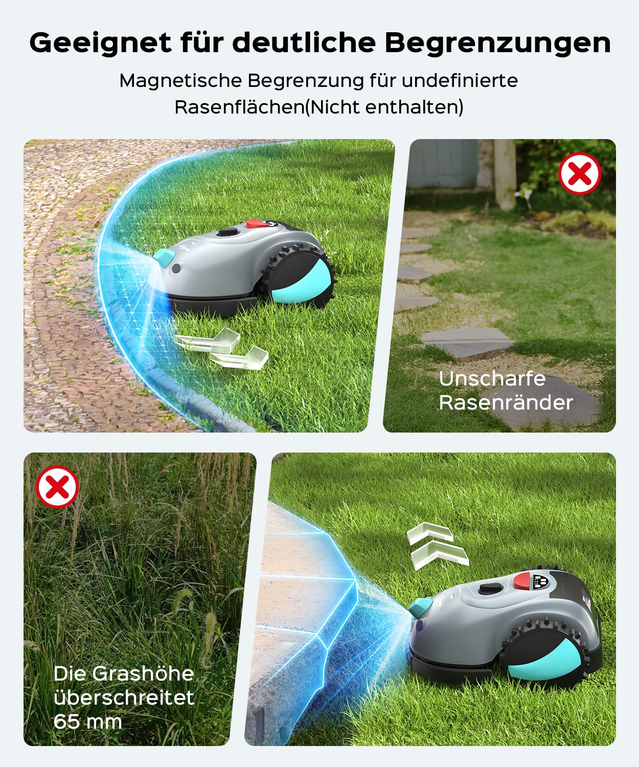 YARDCARE V100 Mähroboter - Vision Navigation, 150m², Hinderniserkennung, inkl. Graskamm & Ersatzklingen