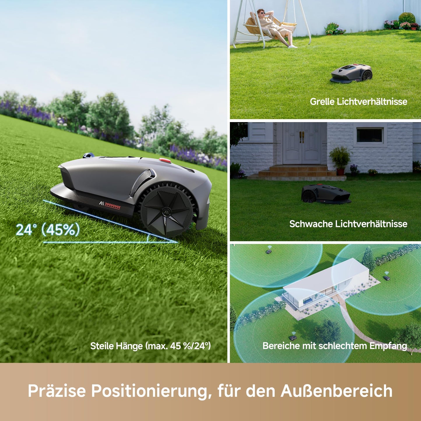 MOVA 600 Mähroboter - 3D-LiDAR, ohne Begrenzungskabel, 600m², App-Steuerung, Hindernisvermeidung