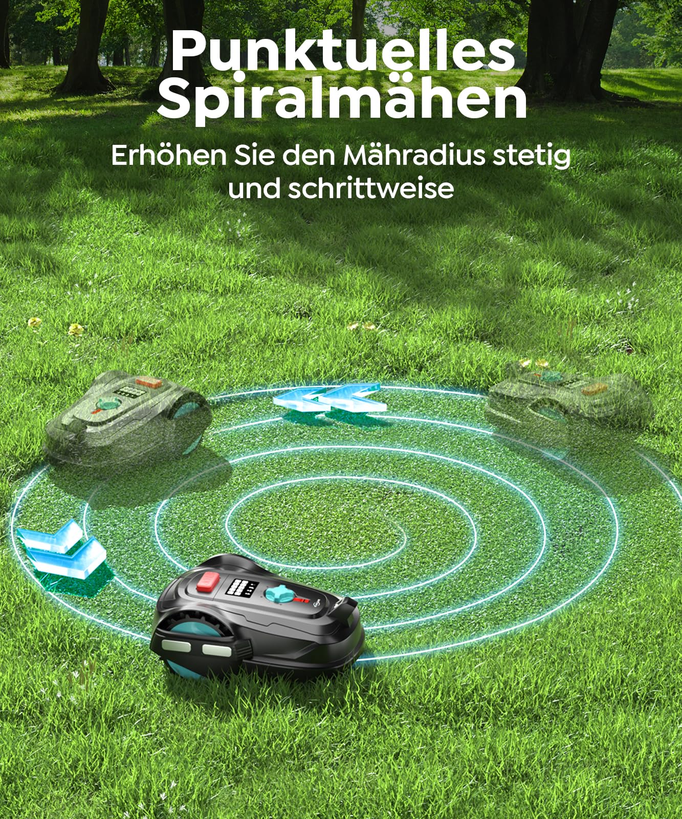 YARDCARE M800Plus Mähroboter - GPS+KI Vision, 800m², U-förmig mähen, 150 Hinderniserkennungen, App