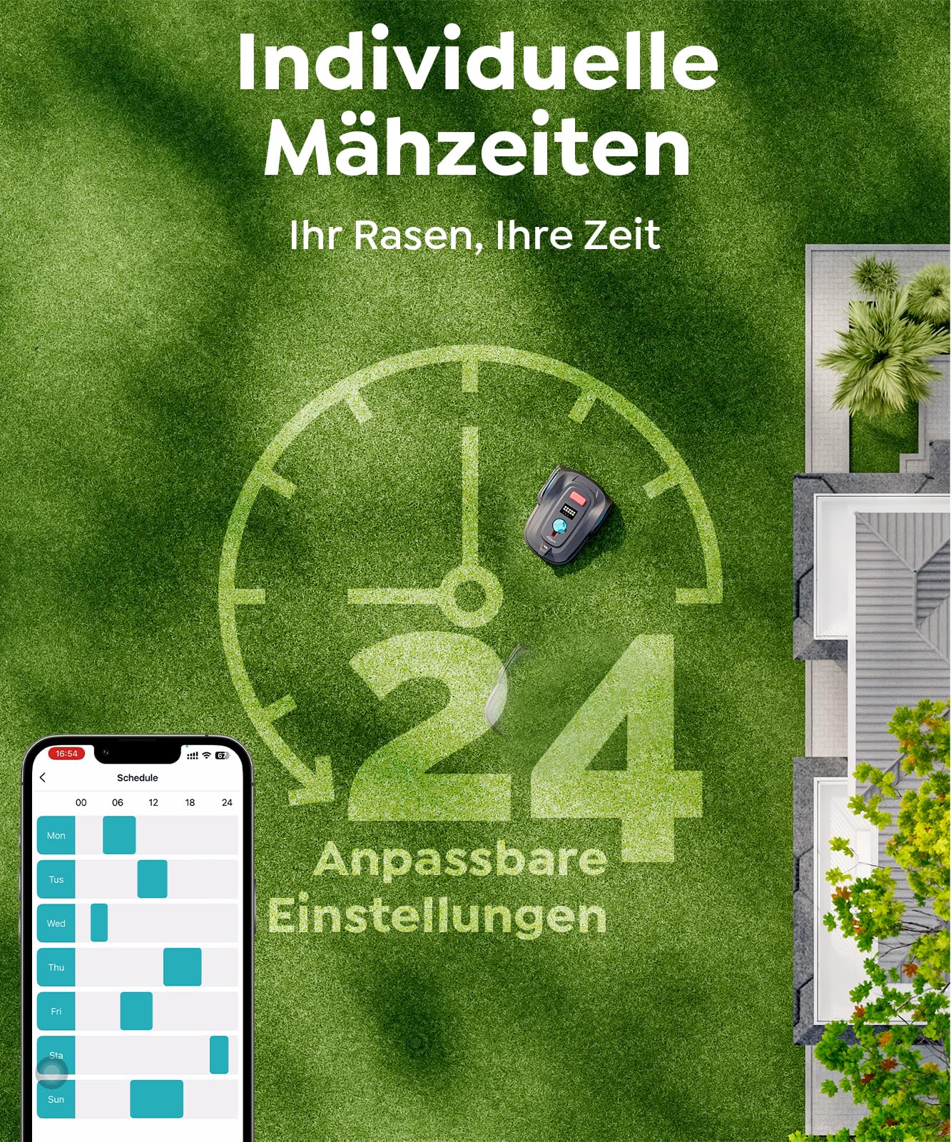 YARDCARE M800Plus Mähroboter - GPS+KI Vision, 800m², U-förmig mähen, 150 Hinderniserkennungen, App