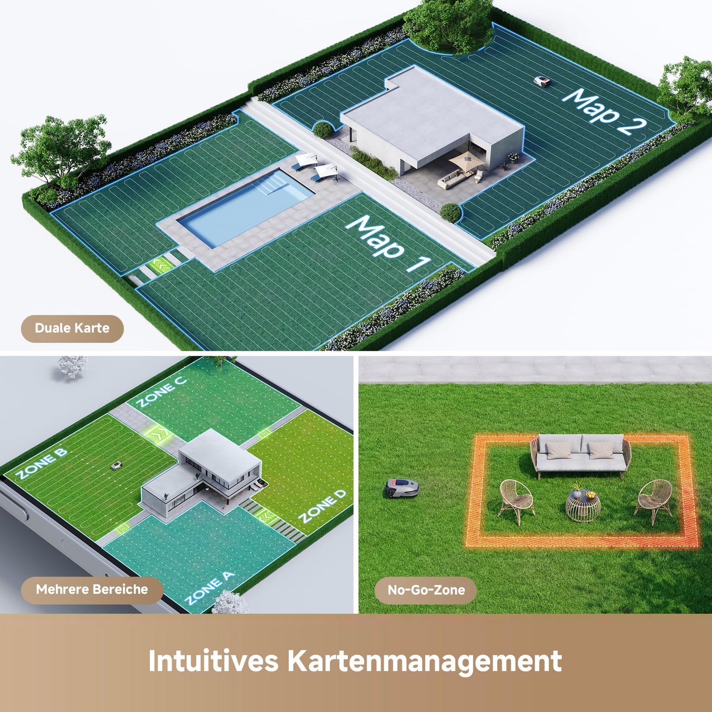 DREAME A1 Pro Mähroboter - 3D-LiDAR, ohne Begrenzungskabel, 2000m², App, OmniSense Tech