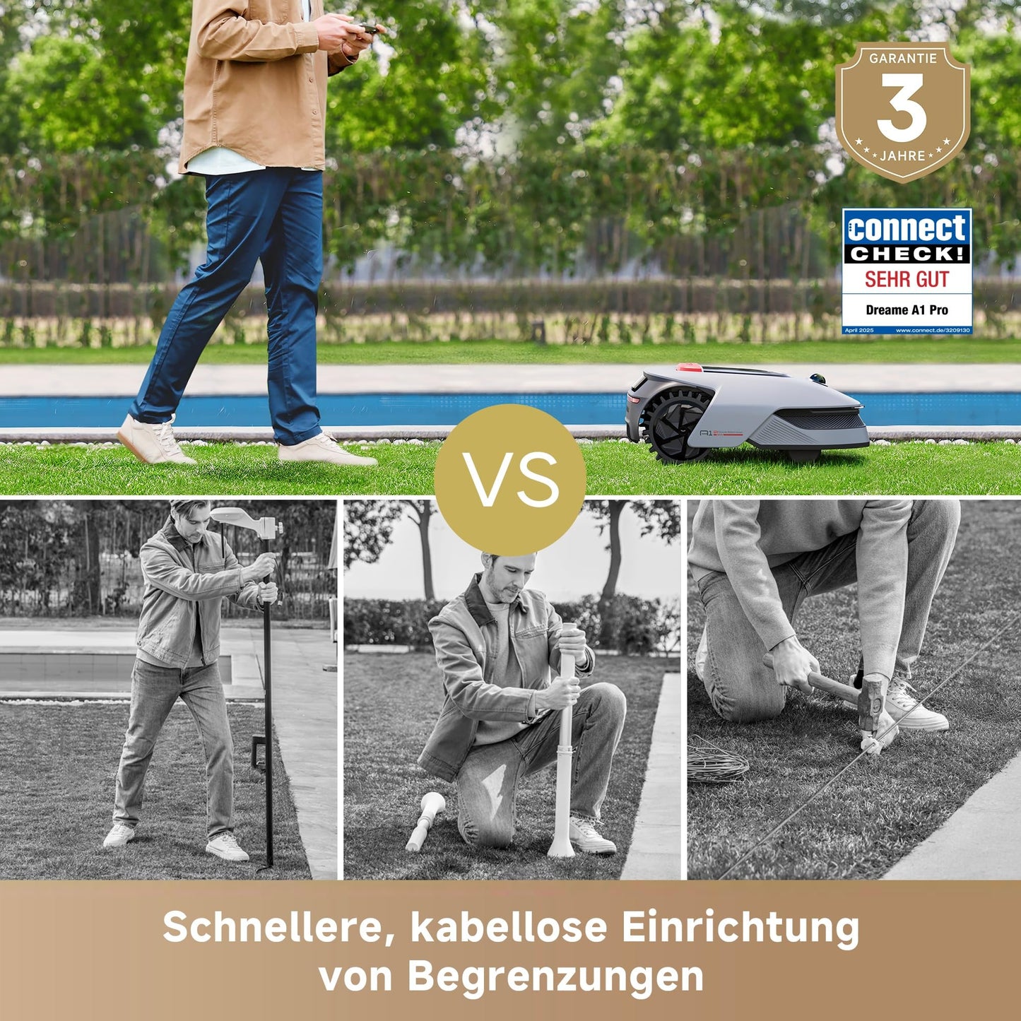 DREAME A1 Pro Mähroboter - 3D-LiDAR, ohne Begrenzungskabel, 2000m², App, OmniSense Tech