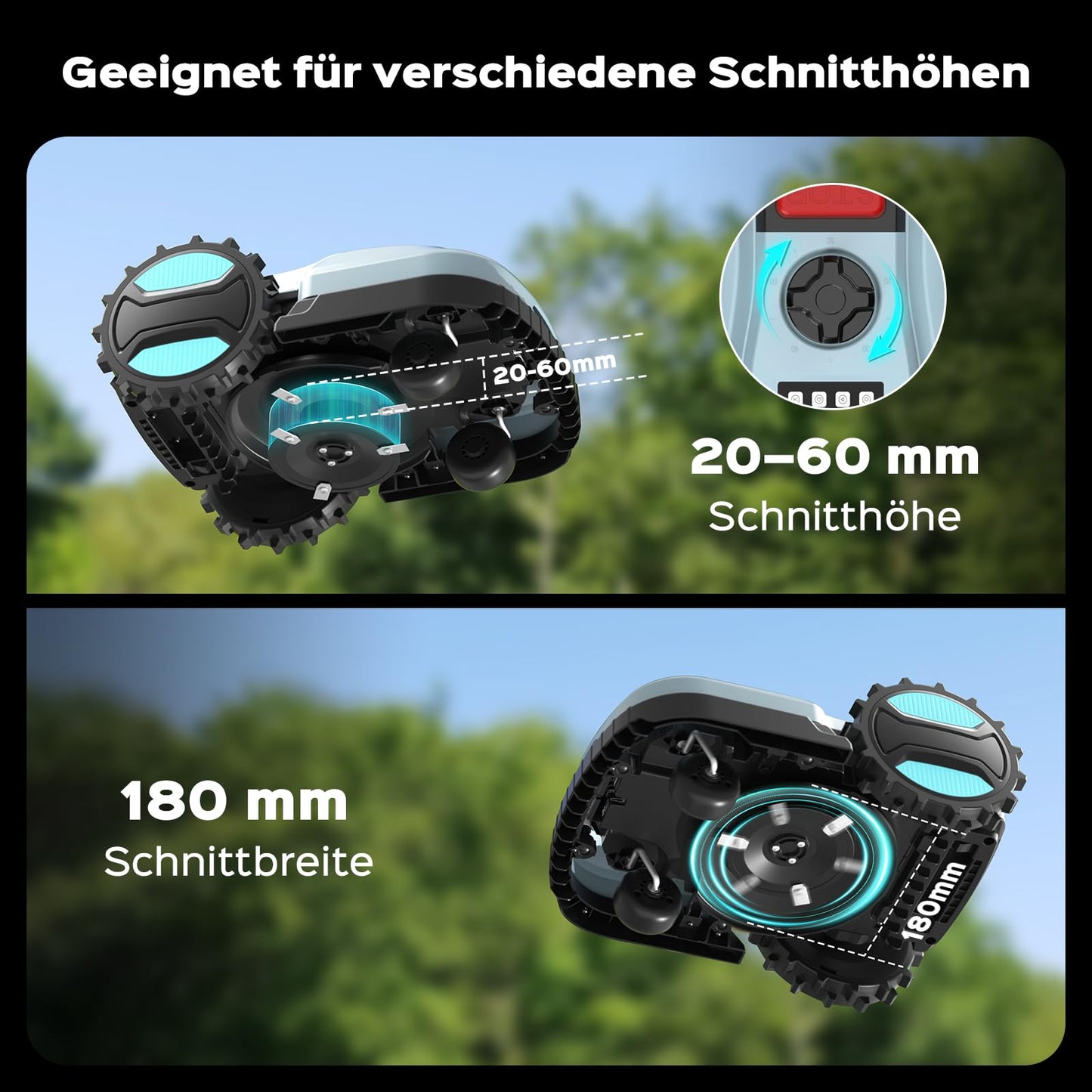 YARDCARE E400 Mähroboter - App Steuerung, 400m², automat. Aufladen, <60dB, Regensensor