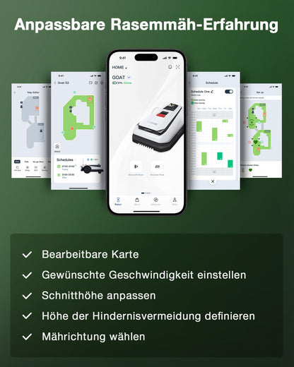 ECOVACS Goat A1600 RTK Mähroboter - LiDAR RTK+Vision, 1600m², 50% Steigung, 100W, 330mm Schnittbreite