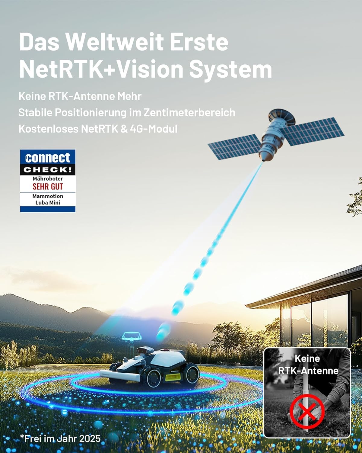 MAMMOTION LUBA mini AWD 800 Mähroboter - NetRTK+Vision, 800m², 80% Steigung, 4G, keine RTK-Antenne