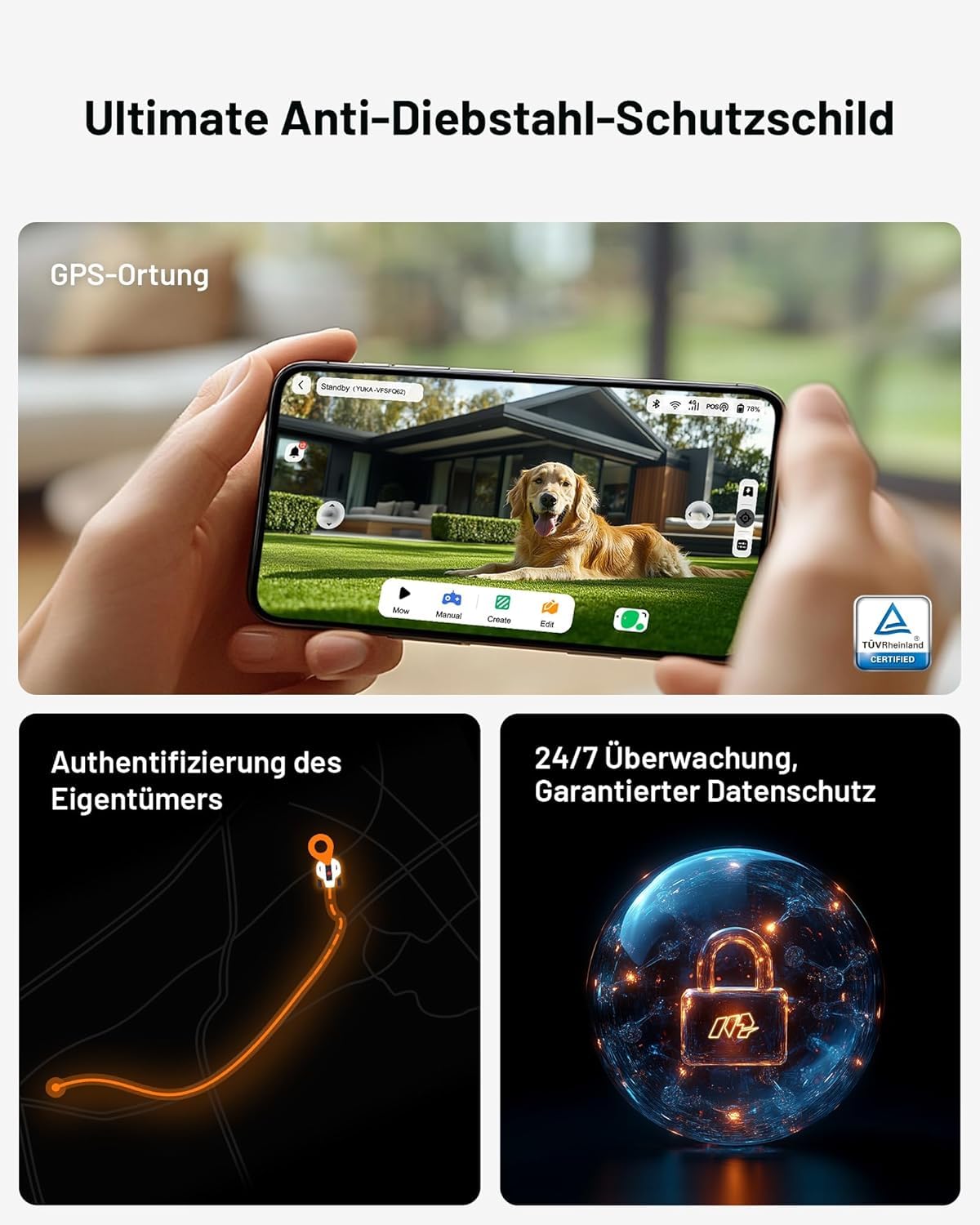 MAMMOTION YUKA 2000 Mähroboter - NetRTK+Vision, 2000m² (max. 2800m²), 50% Steigung, 4G-Modul