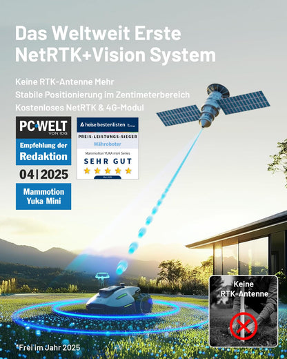 MAMMOTION YUKA Mini 500 Mähroboter - NetRTK+Vision, 500m², 50% Steigung, 4G-Modul, KI-Hindernisvermeidung