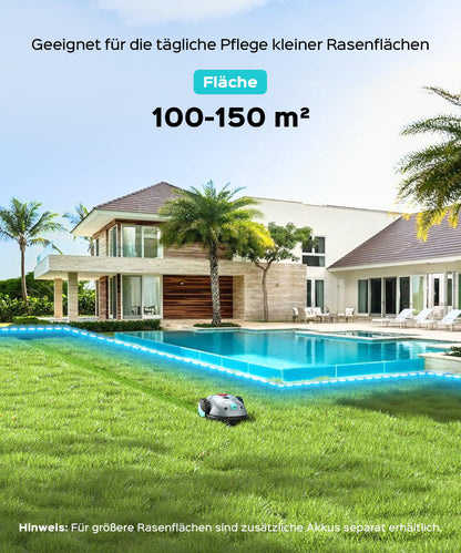 YARDCARE V100 Mähroboter - Vision Navigation, 150m², Hinderniserkennung, inkl. Graskamm & Ersatzklingen