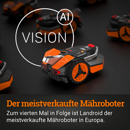 WORX Landroid Vision S250 WR202E - KI Hindernisvermeidung, ohne Kabel, 250m², Igelschutz, WLAN/Bluetooth