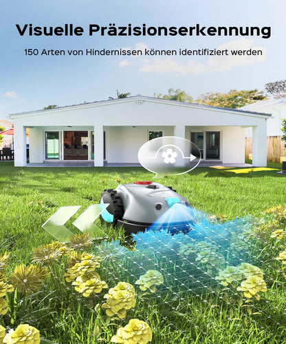 YARDCARE V100 Mähroboter - Vision Navigation, 150m², Hinderniserkennung, inkl. Graskamm & Ersatzklingen
