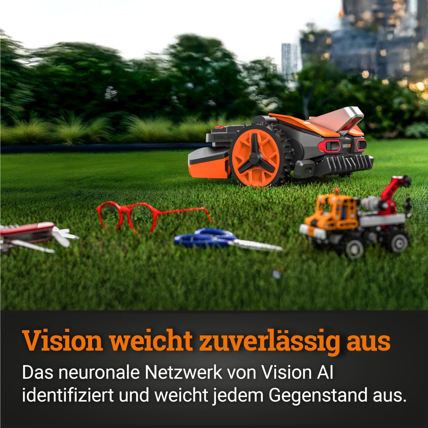 WORX Landroid Vision S250 WR202E - KI Hindernisvermeidung, ohne Kabel, 250m², Igelschutz, WLAN/Bluetooth