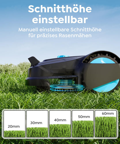 YARDCARE M800Plus Mähroboter - GPS+KI Vision, 800m², U-förmig mähen, 150 Hinderniserkennungen, App