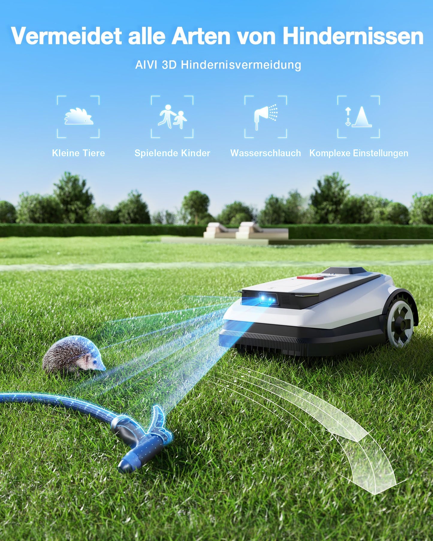 ECOVACS Goat A1600 RTK Mähroboter - LiDAR RTK+Vision, 1600m², 50% Steigung, 100W, 330mm Schnittbreite