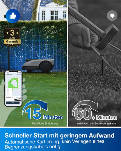 ECOVACS Goat O1200 RTK Mähroboter - LiDAR RTK+Vision, 1200m², Auto-Kartierung, 0.7m Engstellen