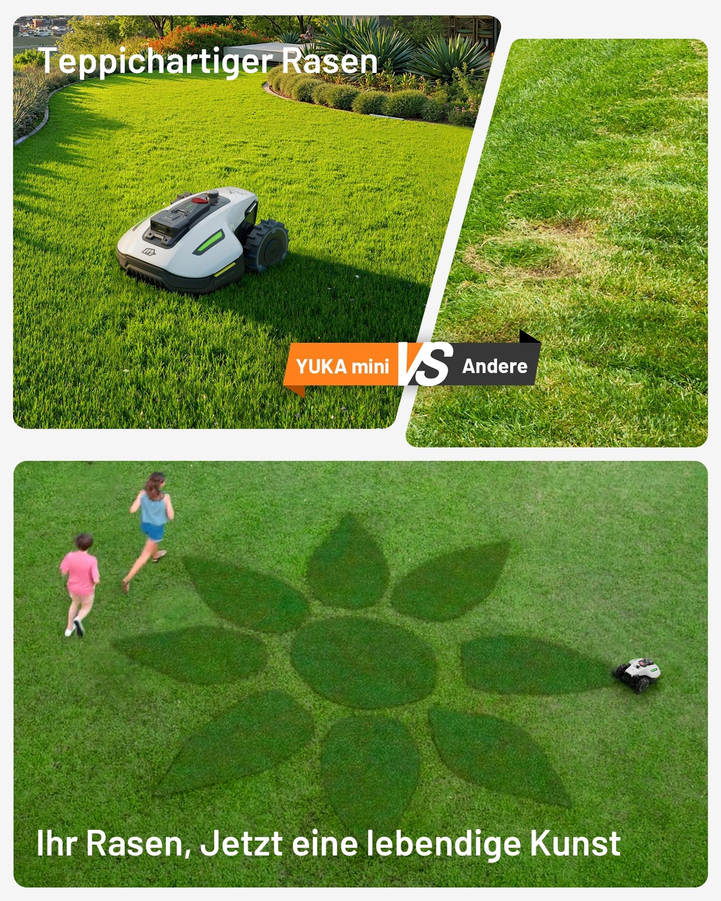 MAMMOTION YUKA Mini 500 Mähroboter - NetRTK+Vision, 500m², 50% Steigung, 4G-Modul, KI-Hindernisvermeidung