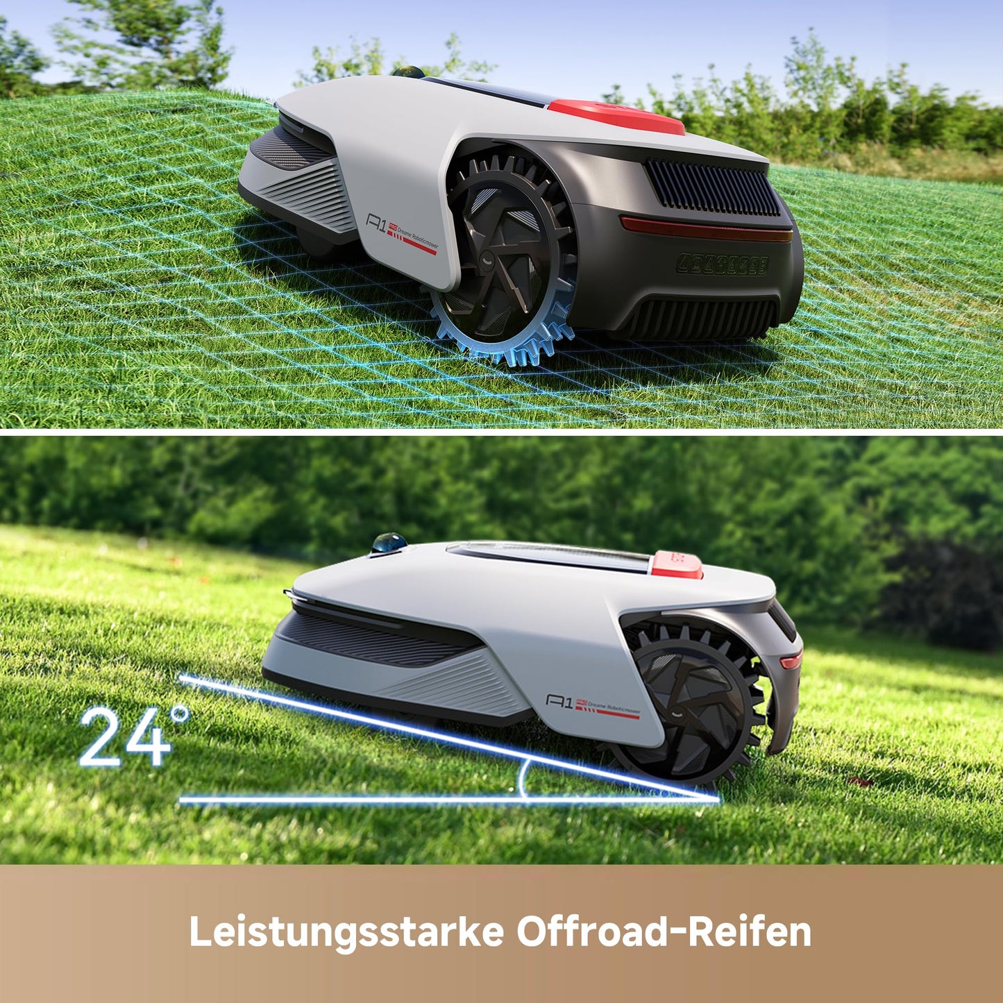 DREAME A1 Pro Mähroboter - 3D-LiDAR, ohne Begrenzungskabel, 2000m², App, OmniSense Tech
